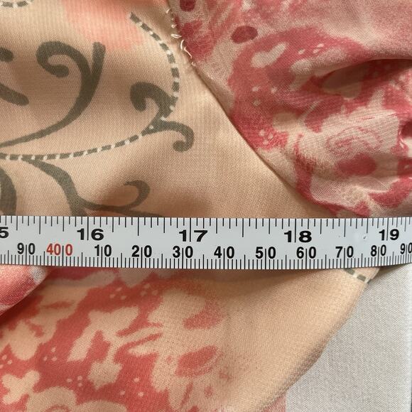 Vintage Jonathan Martin Women's Peach Floral Chiffon Midi Dress Size 14 Flowy - Picture 4 of 11